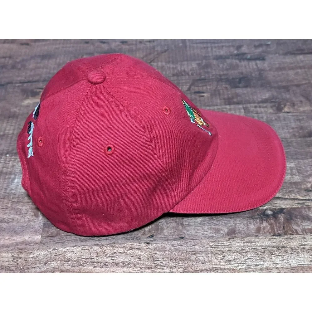 Unique Rooster Golfer Hat, Red. Charlotte RIP Embroidered On The Back